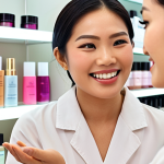**

*   **Prompt:** A beauty consultant engaging with a Thai customer in a bright, modern beauty store. The consultant is attentively listening and smiling, while the customer is animatedly explaining her skincare concerns. Focus on creating a warm, trustworthy atmosphere. Display various beauty products subtly in the background.

**