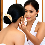 **Prompt:** Elegant Thai woman receiving personalized beauty consultation, bright and inviting setting, modern skincare products displayed. (Focus: Beauty consultation atmosphere, Thai aesthetic)
